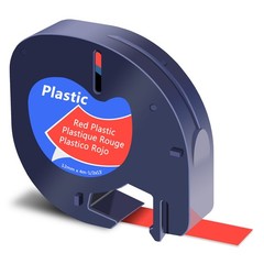 DYMO LetraTag Refill 91333 Plastic Red Lable Tape 12mm Compatible LT-100T 5pk