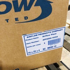 Airflow Products AFP2000-16254 Air Filter Pleated 16x25x4 SC Merv 10 Case/6pk