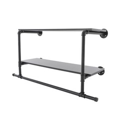 Clothes Display Rack with 2-tier Shelves, 2-tier Garment Rack, Wall Mounted Clot