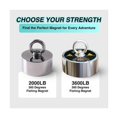 2000lb Strong 360 Degree Fishing Magnet for Magnetic Fishing, Strong Heavy Du…