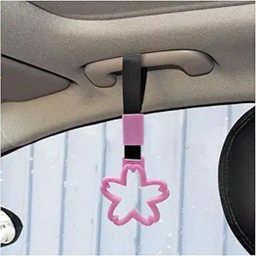 Sakura Shaped Car Handle Rings – Cherry Blossom Hand Strap D Color: Light Pink