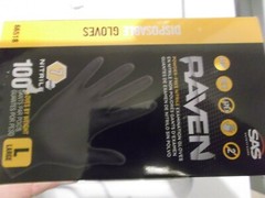 New Box of 100 SAS Safety Raven Black 7 MIL Nitrile Exam Gloves-Sz L-66518