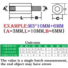M10 + 15mm Male-Female Stainless Steel Hex Column Standoff Spacer Thread Pillar