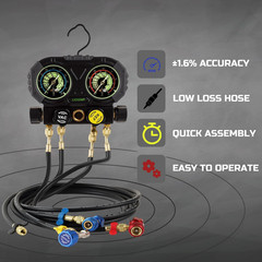 Lichamp HVAC Gauges with 5 FT Hoses, AC Manifold Gauge Set R134A R1234 R410A and