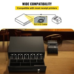 VEVOR Cash Drawer 16″ Cash Register POS System 5 Bill 8 Coin 3 Unlocking Ways