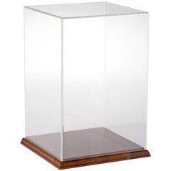 Plymor Clear Acrylic Display Case with Hardwood Base, 8″ W x 8″ D x 12″ H