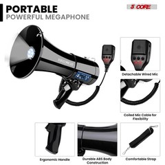 5 Core Megaphone 50W Bluetooth Rechargeable Portable Bullhorn 1100 Yards w LED