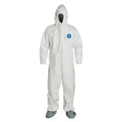 DuPont TY122S Tyvek 400 Coverall Attached Hood Boots White Case 25 L, XL, 2X