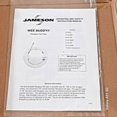 Jameson 8-18-50K Wee Buddy Fish Tape W/ 50 Ft. Of 1/8″ Fiberglass Rod NEW NOS