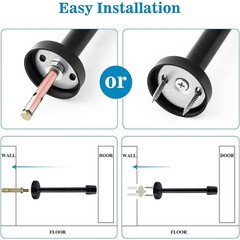 Door Stop, 2 Pack Extra Long Stopper, Stainless Steel, 6 6inch X 2pack, Black