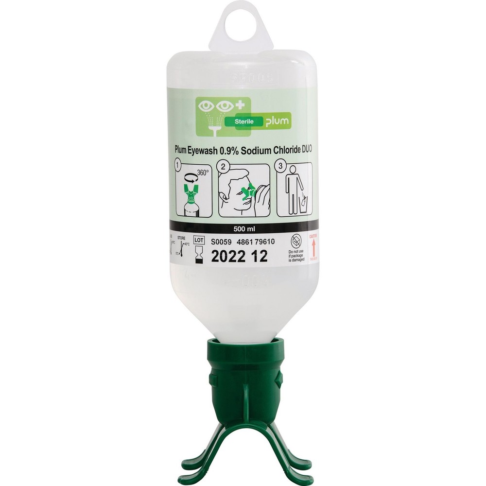 Eyewash bottle DUO 0.5L 3 years (unopened bottle) DIN EN15154-4 PLUM