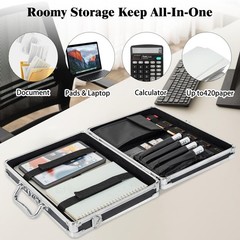 13x10x2.75 Inch Aluminum Briefcase Key Lock Clipboard Storage Box Case Protect