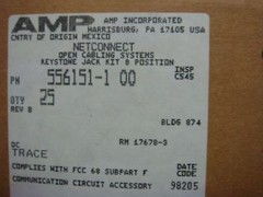 (1) AMP 556151-1 KEYSTONE 8 POS JACK KIT MODULAR CONNECTOR PANEL MOUNT