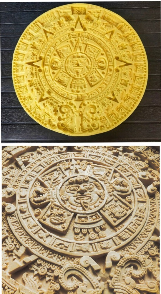 concrete rubber mold AZTEC CALENDAR Wall texture mat Texture Stamp Mat