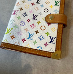 Louis Vuitton Monogram Multicolor Notebook Cover R20896 White Planner Cover Auth