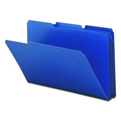 Smead Legal‑Size Pressboard File Folders Dark Blue, 1/3‑Cut Tab 1″ Gusset 25‑Box