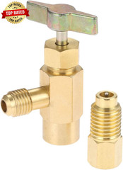 R1234YF Self-Sealing Can Tap with R134A Tank Adapter 1/4″ SAE 1/2″ LH Thread Val