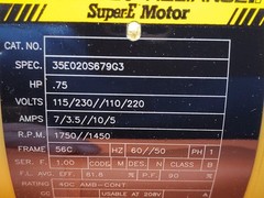 Baldor Reliance Super E Motor 35E020S679G3 .75 HP 1750/1450 RPM PH 1 ABB 115/230