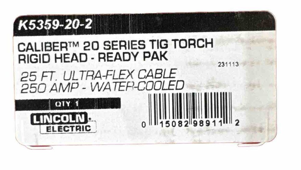 Lincoln Electric K5359-20-2 Caliber 20 Series TIG Torch R.P. 25 Ft (7.6 M)