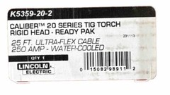 Lincoln Electric K5359-20-2 Caliber 20 Series TIG Torch R.P. 25 Ft (7.6 M)