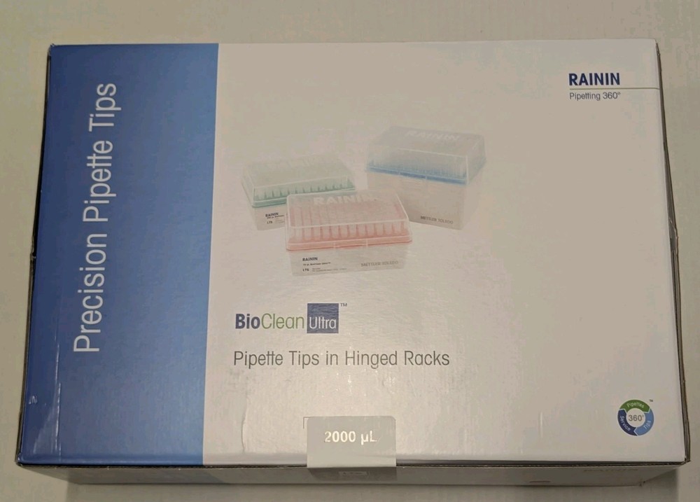 Rainin RT LTS 2000µL Sterilized Pipette 480 Tips/8 Racks 30389238 (Made on 8/25)