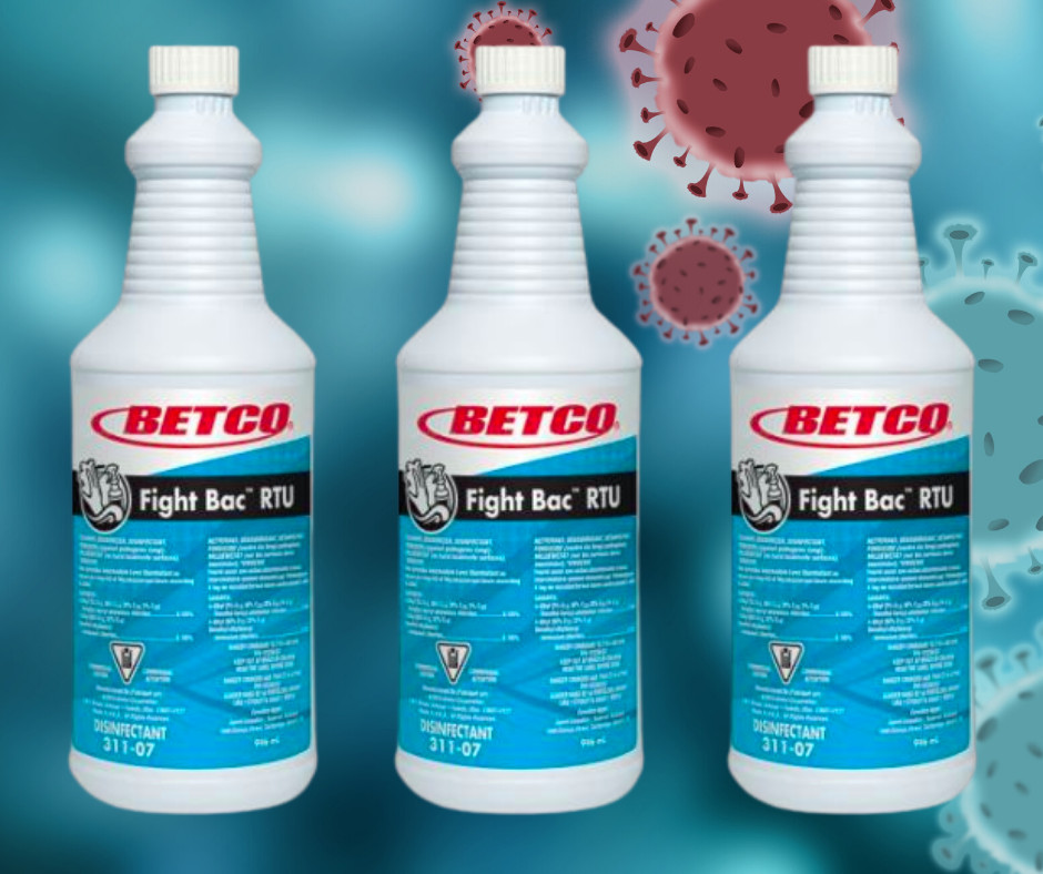 3x Disinfectant Betco Cleaner Fight Bac RTU, 1 Quart / 32 oz bottle