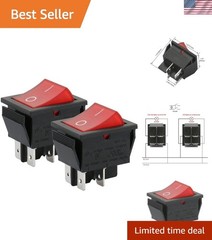 DPST Rocker Switch,ON/Off 4-Pin 16A 250V AC,Red LED Illuminated Snap-in Power…
