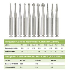 Wave Dental Carbide RA Latch Burs Taper Fissure Round Burr 6 8 701 Contra Angle