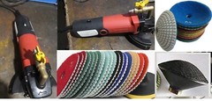 Wet Variable Speed Polisher Kit 4″ Diamond Polishing Pads Convex Sink Pads