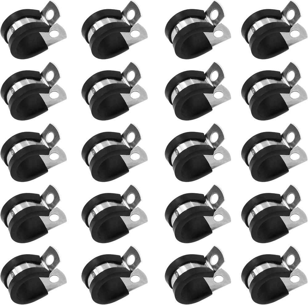 20Pcs 5/8 Inch Stainless Steel Cable Clamps, Rubber Cushioned Insulated Pipe Cla