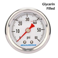 1.5″ Dial Size, 304 Stainless Steel case, Liquid Filled Fuel Pressure Gauge, …