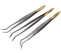 Meriam College Angular Tweezers with Serrated Tip Set of 3 ARTMAN