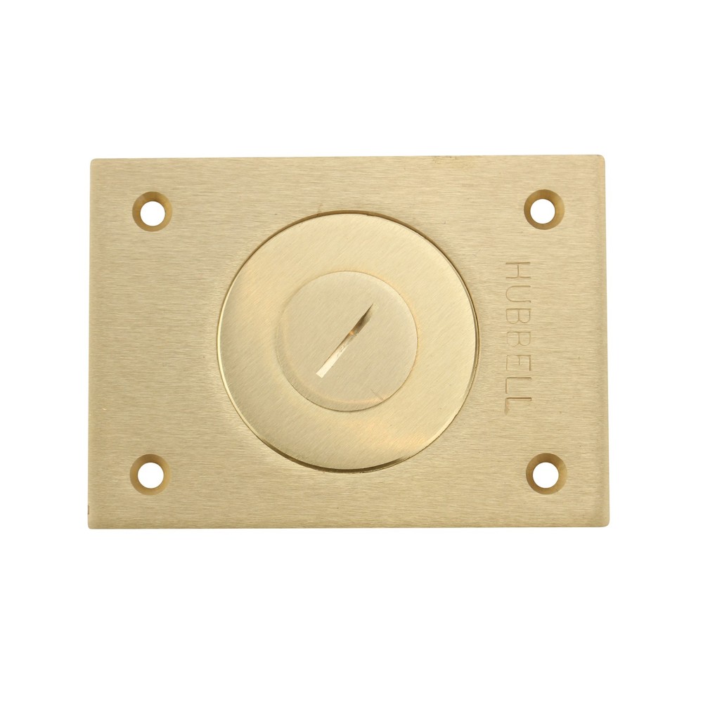 HUBBELL S2425 BRASS ROUND FLOOR BOX RECTANGLE COMBO COVER