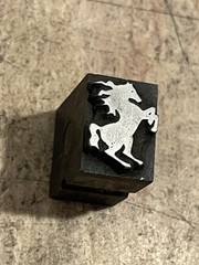 Printing Letterpress Print Antique Foundry Cast Rearing Stallion Horse (3487)