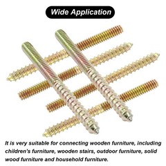 1/4-20 x 3 Inch Hanger Bolts, 12 Pcs Self-Tapping Screw Hanger Bolts Double H…