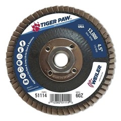 Tiger Paw™ Coated Abrasive Flap Disc, 4-1/2 in, 60 Grit, 5/8 in-11, 13000 rpm,