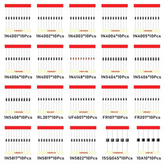 Diodes Assortment Kit 20 Types Rectifier Schottky Fast Recovery 1N4007 10A10
