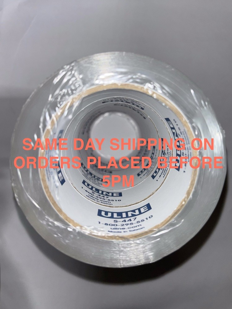 6 Pack, Uline S-447 Industrial Packing Tape – 3.5 Mil, 2″ x 55 yds, Clear
