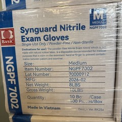 Synguard PF Nitrile Exam Gloves, Size Medium, Case of 1,000