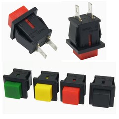 5 x Push Button Switch Momentary Square 12V Red Green Blue Yellow White Black
