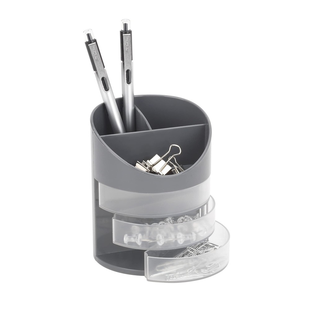 Realspace® 6-Compartment Desk Organizer With , 4-3/4″H x 4-3/4″W x Gray