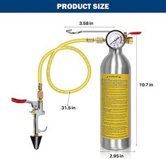 AC Flush Kit, Air Conditioner System Flush Canister Kit with Pressure Gauge