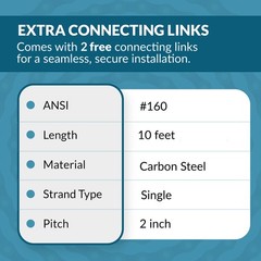 #160 Roller Chain x 10 feet + 2 Connecting Links + Same Day Expedited Shipping