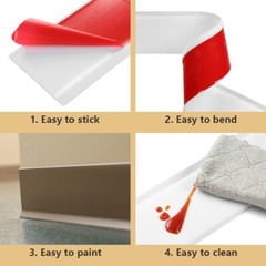 Vinyl Wall Base Baseboard Molding Trim 4″x 40FT Flexible Self Adhesive White