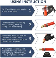 EFIELD PEX CINCH CLAMP CRIMPING TOOL & CUTTER,GAUGE+ 30 1/2″ ,3/4″ CLAMPS IN BAG