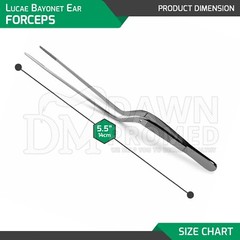 3 Pcs Lucae Ear Forceps 5.5″, 6.25″, 8.25″ Bayonet Tweezer Set ENT Instruments