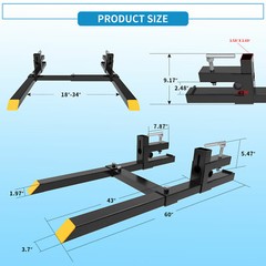 4000Lbs 60″ Tractor Clamp On Pallet Forks Bucket Quick Attach W/ Stabilizer Bar