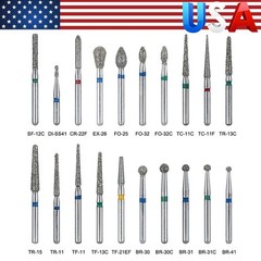 100pcs 20 Boxes Dental Diamond Burs Medium FG 1.6MM Kit For High Speed Handpiece