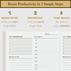 Time Blocking and ADHD Planner by Refine Days. 180 Undated Pages, to Do List, Ho