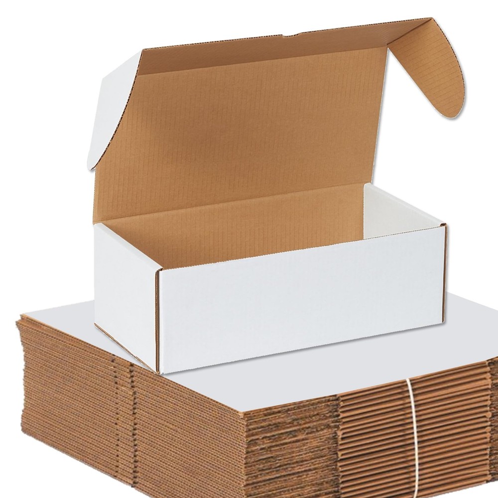 BOX USA 14″ Deluxe Shipping Boxes, 14 14.5×7.5×5″ (25-Pack), Oyster White